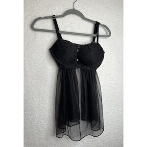 Victoria Secret Push Up Babydoll Black Lingerie Sz 36C Nightie‎ Sexy Sleepwear